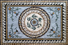 CR91 Roman leaves medallion on blue background mosaic