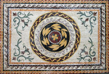 CR95 Roman leaves & flowers marble mosaic carpet