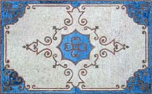 CR305 Blue azur & white floral adornment mosaic