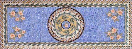 CR308 Big rectangular medallion deisgn on light blue background