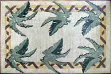 CR363 Artistic green leaves mosaic carpet