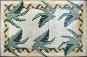 CR363 Artistic green leaves mosaic carpet