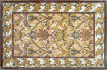 CR397 Golden floral marble mosaic carpet