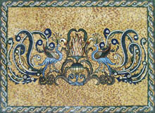 CR481 Colroful peacock mosaic on gold background