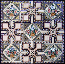 CR483 Floral and wave borders mosaic carpet