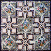 CR483 Floral and wave borders mosaic carpet