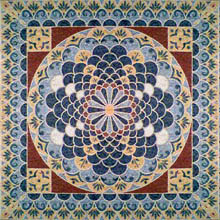 CR484 Artistic cream yellow & blue flower mosaic