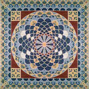 CR484 Artistic cream yellow & blue flower mosaic