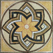 CR487 Gold & black geometric flower mosaic carpet