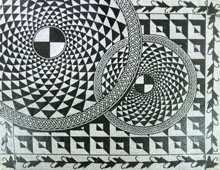 CR496 B&W optical illusion mosaic carpet