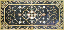 CR533 Black & gold elegant floral mosaic carpet