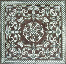 CR541 Artistic dark brown & white floral design mosaic