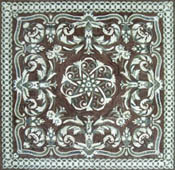 CR541 Artistic dark brown & white floral design mosaic