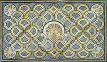CR572 Elegant grey & gold sea shell mosaic carpet