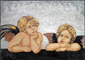 FG25 Cherubs Marble Mosaic Art Mosaic