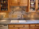 Mosaic Dolphin Playing Over the Sink