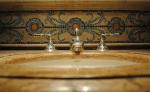 Mosaic Behind the Faucet Close Up