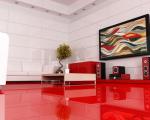 Framed Mosaic Wave Art for a Modern Red Interior